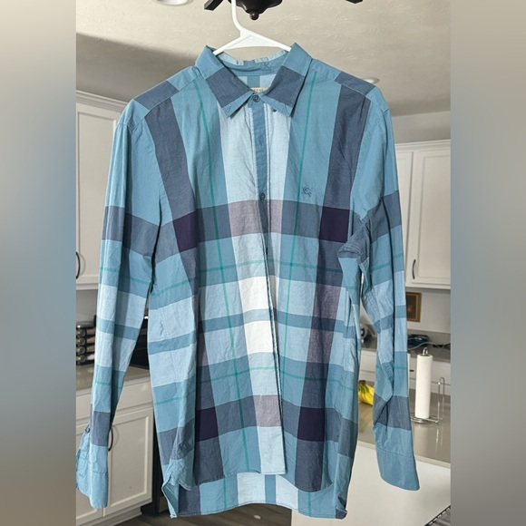 Burberry button down. Barely worn. Large. Unique color pattern. - Picture 1 of 3
